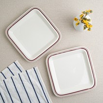 시라쿠스 메이플 사각 플레이팅 그릇 정사각접시, 2P, 라인브라운