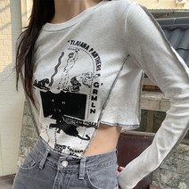 팁보그 언발 스티치 크롭 긴팔티