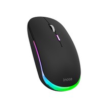 아이노트 MC360RB RGB 무선 블루투스 마우스 C타입 충전 3in1 멀티페어링 저소음 BT 5.0 RF 2.4Ghz, 블랙