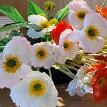 투톤 양귀비 조화 묘지 생화같은 꽃 핑크 도매 산소 웨딩 촬영 성묘 납골당 백일상 풀 부케 만들기 돌상 수입 브라이덜샤워 꽃잎 인조 조경 인테리어 장식 식물 한송이