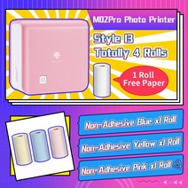 셀프 프린터 인화기 출력 휴대용 미니 포켓 Phomemo M02Pro 300 인치 당 점 열 모바일 iOS 안드로이드와 호환 Plan Journal, Pink-3Rolls RMYPB, 27 Pink-3Rolls RMYPB