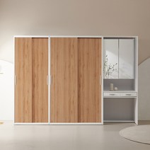 공간사이 커스티 2800 화장대 슬라이딩 옷장 세트, 내추럴 JL1024