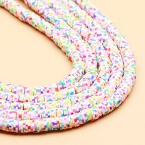 비즈 구슬 보석 만들기 플랫 라운드 폴리머 클레이 비즈 칩 디스크 루즈 스페이서 수제 보헤미안 슬라이스, 24 Color  23_04 6mm  3Line