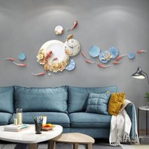 고급벽시계 럭셔리 엠보싱 장식 호텔 홈 거실 소파 TV 수지 꽃 물고기 벽화 아트, 3.style3