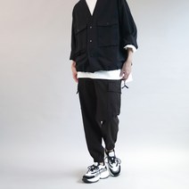 디벨로 남성용 쿨 시원한 밴딩 카고 조거팬츠