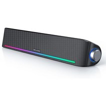 정품 컴퓨터 스피커 Hi-Fi 음질 사운드 바 4가지 동적 조명 모드를 갖춘 Bluetooth 5.0 및 3.5mm 유선 PC PC 데스크탑 노트북 휴대폰 모니터 Xb, Black