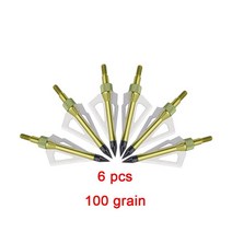 100 그레인 화살/브로드 헤드 교체 가능 3 블레이드 화살 팁 석궁 장궁 사냥 대상 슈팅 액세서리 6 개/12, 02 6pcs Green