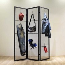 철제 옷걸이 파티션 행거 매장 칸막이 전시 가벽 의, 150X180CM- 블랙