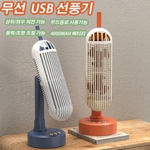 2023신상 탁상용 무선 선풍기 휴대용 USB충전 무드등, 오렌지