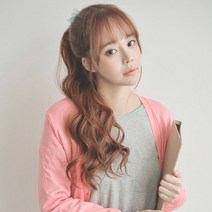 에스홀릭 사선 웨이브 포니테일 부분 가발 54cm, 초코브라운