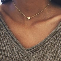 LI 여성을 위한 작은 하트 문 스타 초커 목걸이 골드/실버 컬러 짧은 체인 러브 펜던트 칼라 목걸이 보헤미안 쥬얼리 선물