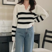 디오트 레히리 브이넥 카라 단가라 긴팔 니트