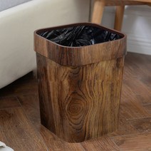 오픈형 사각 디자인 우드 무늬 인테리어 휴지통 14L 카페 거실 욕실 사무실 나무, 우드휴지통_브라운