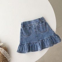 청치마 롱청치마 청치마코디 패션 아기 소녀 캐주얼 하이 웨이스트 진 스커트 타이트 프릴