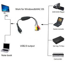 EZCAP172 비디오 카메라 레코더 USB 캡쳐보드 vhs에서 아날로그 변환 8MM DVD 플레이어 지원 Win7/8/10, 한개옵션0
