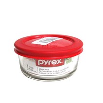 파이렉스 유리밀폐용기 반찬통 원형 레드 250ml