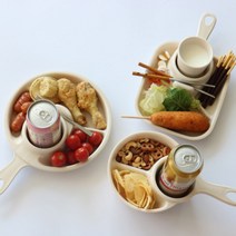 칸칸 원형 사각 손잡이 앞접시 다이어트 유치원 어린이집 식판 국산식기 나눔접시, 원형3칸