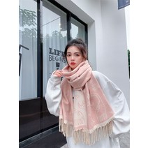 따뜻한 가을 겨울 귀여운 캐릭터 아기공룡 패턴 캐시미어 태슬 스카프 숄녀