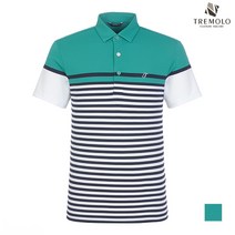 인디안 TREMOLO GREEN 타소재 스트라이프 패턴 티셔츠_ TRSASUM3491