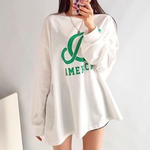 봉시스터즈 아메리칸박스롱티 여성티셔츠 긴팔 롱티 박스티 빅사이즈 루즈핏