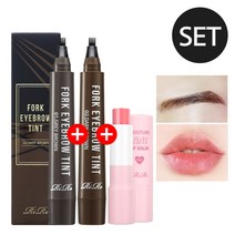 리르 포크 타투아이브로우 (2개+틴트립밤), 포크_그레이브라운+포크_그레이블랙+립밤랜덤, 1세트
