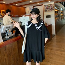 여름반팔원피스 마린룩 플랫카라 트윈 와이드 루즈핏 숲 656705488