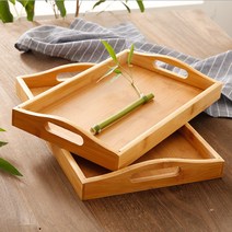 사각 우드트레이 손잡이 카페 쟁반 원목 대나무, 2-우드트레이-대
