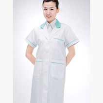 배색 반팔 여성용 영양사 의사 가운 올리브 유니폼 _ 230406EA, M