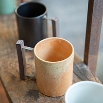 피어몰 이천도자기 수 빈티지 칸탈 일자 머그 450ml 도자기 물잔 물컵 음료수 커피, 겨자