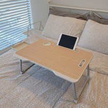 톰박스 베드테이블 접이식 침대 책상 베드, 우드베이지