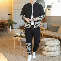 남자 개량한복 생활 퓨전 빈티지 빅사이즈 마고자 중년 고급 절복 승복 세트