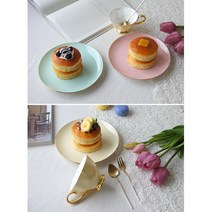 파스텔 땡땡이 귀여운 브런치 디저트접시 스콘진열, 1개, 무지/블루