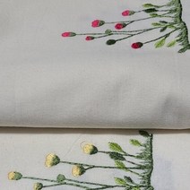 우아한 꽃자수 광목20수 원단 네추럴바탕 야생화 2종 대폭, 옐로우