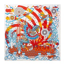 실크스카프 여성실크스카프 울실크스카프90cm 정글 사자 100% 능직 실크 스퀘어 스카프 여성용 숄 브랜드