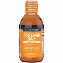 Wileys 야생 노르웨이 대구 간유 액상 315mg EPA 450mg DHA Orange Bliss 4.23 Fl. Oz. / 25인분