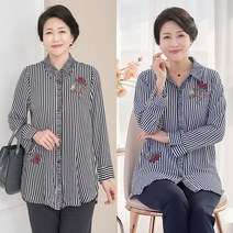 로즈맘 [엄마옷 로즈맘] 꽃송이줄기스트라이프셔츠