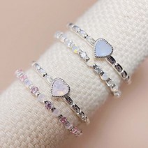 디그레이 은반지 하트 원석 월광석 실버 925 은반지 2종