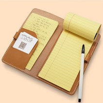 티독 가죽공방 오리지널 옥스포드 리갈패드 미니 노트 가죽 커버 직장인 업무용 빈티지 다이어리 이니셜 각인, 카멜브라운