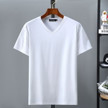 쥬엔리치 4XL~11XL 남자 빅사이즈 반팔 티셔츠 모달 V넥 캐쥬얼 남성 루즈핏 데일리 여름 티