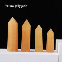 홈 인테리어 천연 석영 포인트 로즈 쿼츠 지팡이 치유 돌 자수정 육각 프리즘 에너지 홈, 7-8cm, 노란 젤리 옥