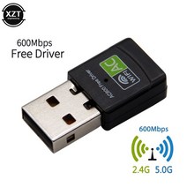 네트워크 랜카드 무선 USB 와이파이 어댑터 600Mbps 무료 드라이버 동글 PC 카드 2.4G / 5Ghz 랜 이더넷 수신기 AC, [02] 600m