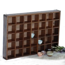 casa2580 수입 느릅나무 벽걸이 찻잔 장식장 (민35칸), 내추럴