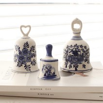 네덜란드 블루도자기 핸드벨 손잡이종 실내장식 소품 센터피스 감성 엔틱 거실 데코, 사각 핸드벨(W0679)