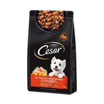 시저 어덜트 소 애견용 연어맛이 곁들여진 최상급 쇠고기 사료, 01 칠면조, 1kg, 5개
