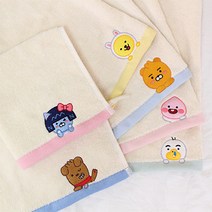 카카오프렌즈 (무염) 리틀프렌즈 고리수건 어린이집 유치원 학교 교회 카페 사무실 개업 생일 답례품, 프로도(블루);선물상자(셀프포장)