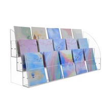 아크릴 엽서진열대 마트 문구점 펜시점 가판대 투명, 4단 폭 26 높이 45책꽃이 96개