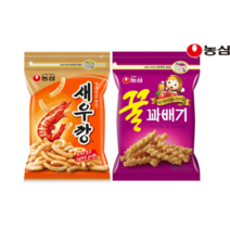 농심 꿀꽈배기 285g(1봉) + 새우깡 400g(1봉) 지퍼 대용량, 1세트(2봉)