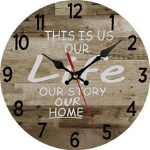 인테리어 벽시계 사무실 가정용 가실 엔틱 빈티지 레트로 나무 현대적인 디자인 소박한 복고풍 홈 오피스 카페 장식 예술 대형 벽시계, 12인치, sku-4