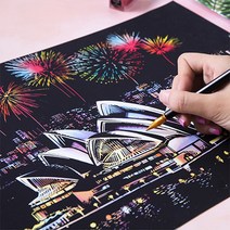 스크래치 북 페이퍼 컬러링 보드 나이트뷰 성인 어른 색칠공부 diy그림그리기 취미생활, 이탈리아 피렌체