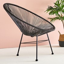 뉴코드체어 야외의자 라탄 안락의자 라탄체어 아카폴코 비치의자 테라스, 블랙, 고정, 1+1